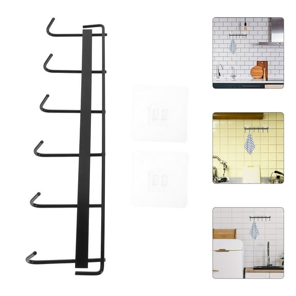 COOPHYA Versatile Black Kitchen Rail Rack Wall Mounted Utensil Hanging Organizer No Damage