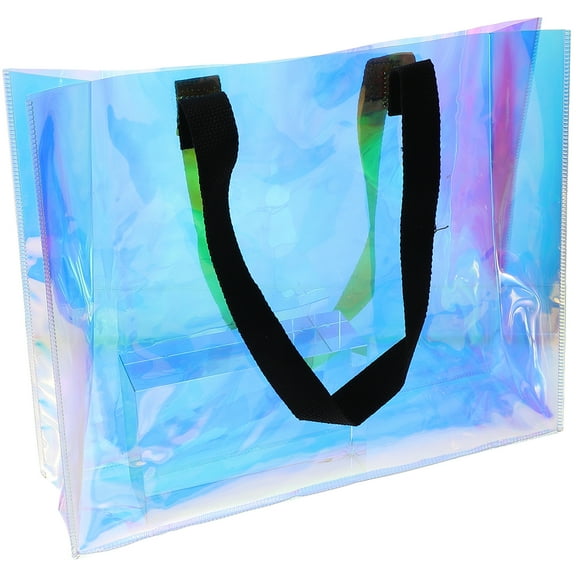 LEXSOMEO Women Tote Bag Iridescent Holographic Tote Bag Waterproof PVC Handbag for Outdoor Shopping Bag