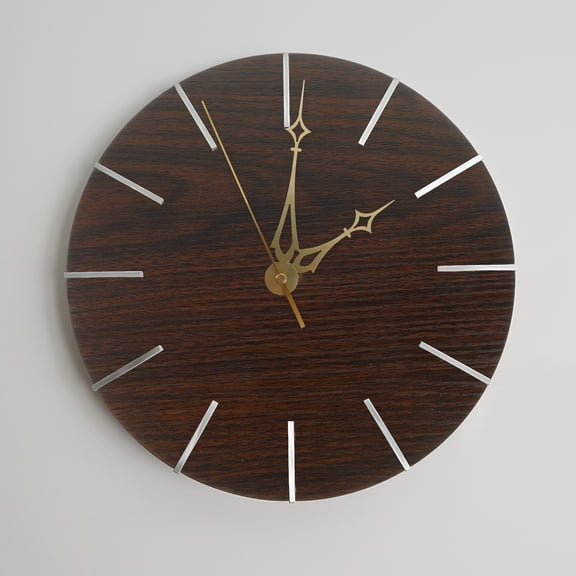 RENACLIPY Dark Brown Wooden Wall Clock Dial Plate Replacement, Round Wood Grain Clock Face Accessory