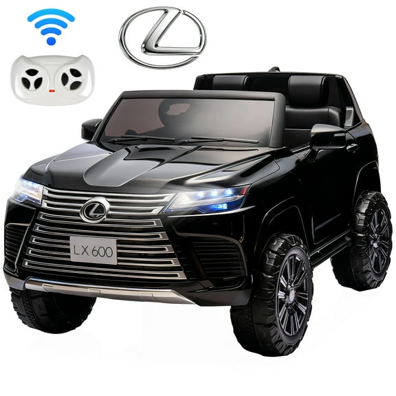 24V 2 Seater Ride On Car for Kids, Officially Licensed LEXUS LX600 Kids Electric Car with Remote Control, 20” Wide Seat, Bluetooth Music, LED, Key Start, Ride On Toy for Boys & Girls Ages 3+ (Black)