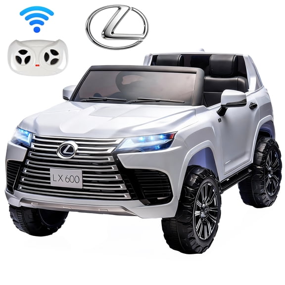 24V 2 Seater Ride On Car for Kids, Officially Licensed LEXUS LX600 Kids Electric Car with Remote Control, 20” Wide Seat, Bluetooth Music, LED, Key Start, Ride On Toy for Boys & Girls Ages 3+ (White)