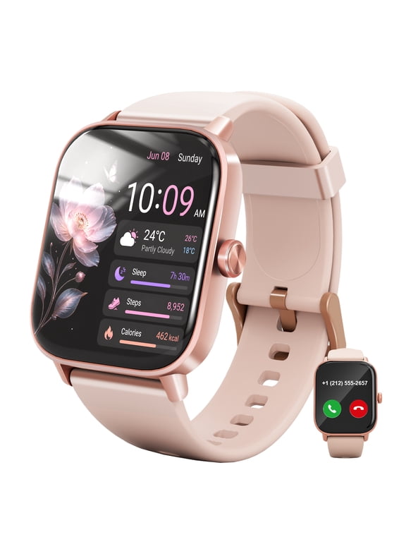 Smart Watch for Women, Bluetooth Answer/Make Calls, 1.83"HD Screen, IP68 Waterproof Fitness Tracker, Multi-Sport Modes Pedometer, Smartwatch for iOS/Android, Pink