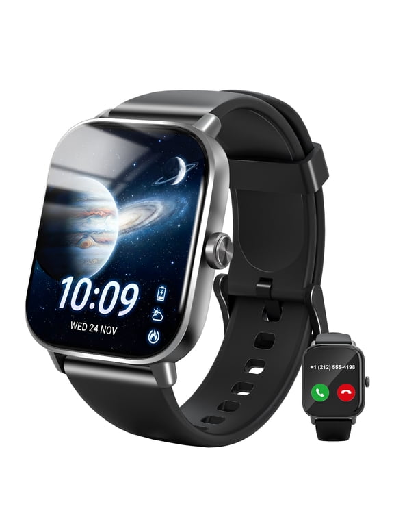 Smart Watch for Women Men, Bluetooth Answer/Make Calls, 1.83"HD Screen, IP68 Waterproof Fitness Tracker, Multi-Sport Modes Pedometer, Smartwatch for iOS/Android, Black