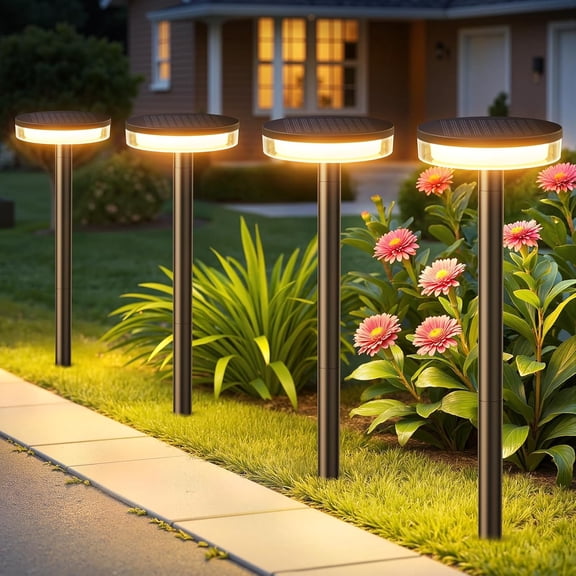 LEY Solar Pathway Lights Outdoor, 6 Pack 2X Brighter Outdoor Waterproof, Taller Light with Larger Panel, Auto On/Off Up to 12Hrs Driveway for Yard Outside Patio Path Lawn