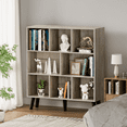 thumbnail image 1 of LEYAOYAO 3-Tier Bookcase with 8 Open Cubes, Modern Wooden Storage Rack, Multi-Use Shelf for Living Room, Office, Study, Grey, 1 of 6