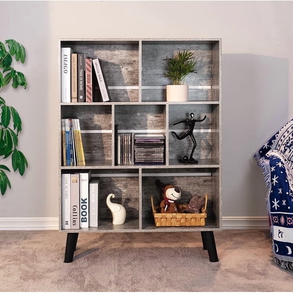 Leyaoyao Bookshelf Modern 3-Tier 7 Open Cubes Light Gray 43.3 in H x 31.5 in W x 9.45 in D
