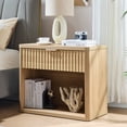 thumbnail image 1 of LEYAOYAO 31" Fluted Nightstand with Charging Station, Large 1-Drawer Natural Wood Bedside Table with Golden Handle, Wide End Table for Bedroom, Living Room, Hallway, 1 of 10
