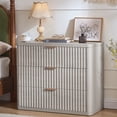 thumbnail image 1 of LEYAOYAO 31" Wide End Table with Storage, Fluted Nightstand, Large 3 Drawers nightstand for Bedroom Living Room, Light Grey, 1 of 9