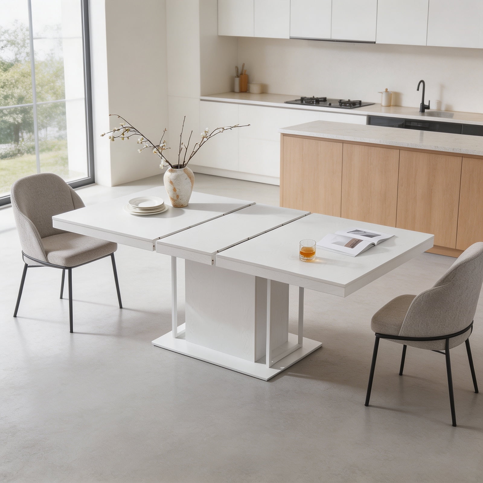 LEYAOYAO Farmhouse Dining Table for 4–8, 63–79 inch Extendable ...