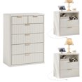 thumbnail image 1 of LEYAOYAO Fluted Dresser Set of 3, 2+4 Drawer Dresser and 2 Two-Drawer Nightstands with Open Storage Shelves, Bedroom Furniture with Charging, White, 1 of 9