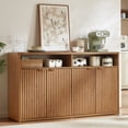 thumbnail image 1 of LEYAOYAO Large Fluted Buffet Cabinet with 4 Doors & Shelves Wood Sideboard Buffet Table Storage Cabinet Modern Accent Console for Living Room, Brown, 1 of 8