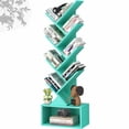 thumbnail image 1 of LEYAOYAO Tall Tree Bookshelf 8-Tier Floor Standing Tree Bookcase with Bottom Shelf, Teal, 1 of 9