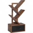 thumbnail image 1 of LEYAOYAO Vertical Tree Bookshelf 4-Tier Floor Standing Tree Bookcase with Drawer, Brown, 1 of 9