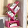 thumbnail image 1 of LEYAOYAO Zigzag Tree Book Shelf, 5 Tier Black Tree Bookshelf,Desktop Bookcase, Modern Desk Display Storage Bookshelf for Study, Pink, 1 of 8