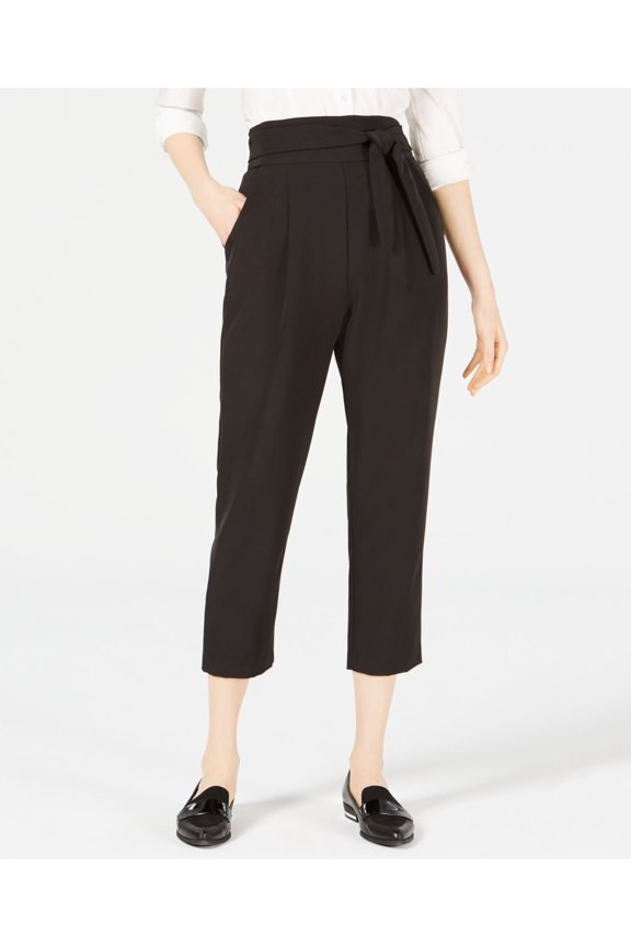 $89 Womens New 0817 Black Belted Casual Pants L B+B