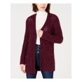 thumbnail image 1 of LEYDEN Womens Maroon Cable-knit Long Sleeve Open Cardigan Sweater Size: M, 1 of 2
