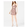 thumbnail image 1 of LEYDEN Womens Maroon Floral Spaghetti Strap Sweetheart Neckline Mini Cocktail Sheath Dress L, 1 of 2