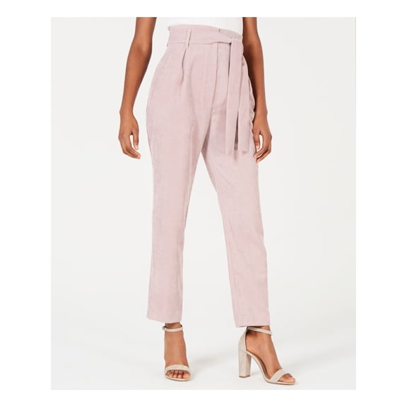 LEYDEN Womens Pink Pocketed Belted Cropped Pants Juniors Size: L