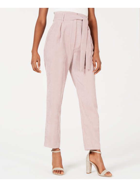 Womens Pink Pocketed Belted Cropped Pants Juniors Size: L