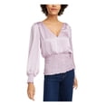 thumbnail image 1 of LEYDEN Womens Purple Cut Out Silk Long Sleeve V Neck Party Peplum Top Juniors XL, 1 of 4