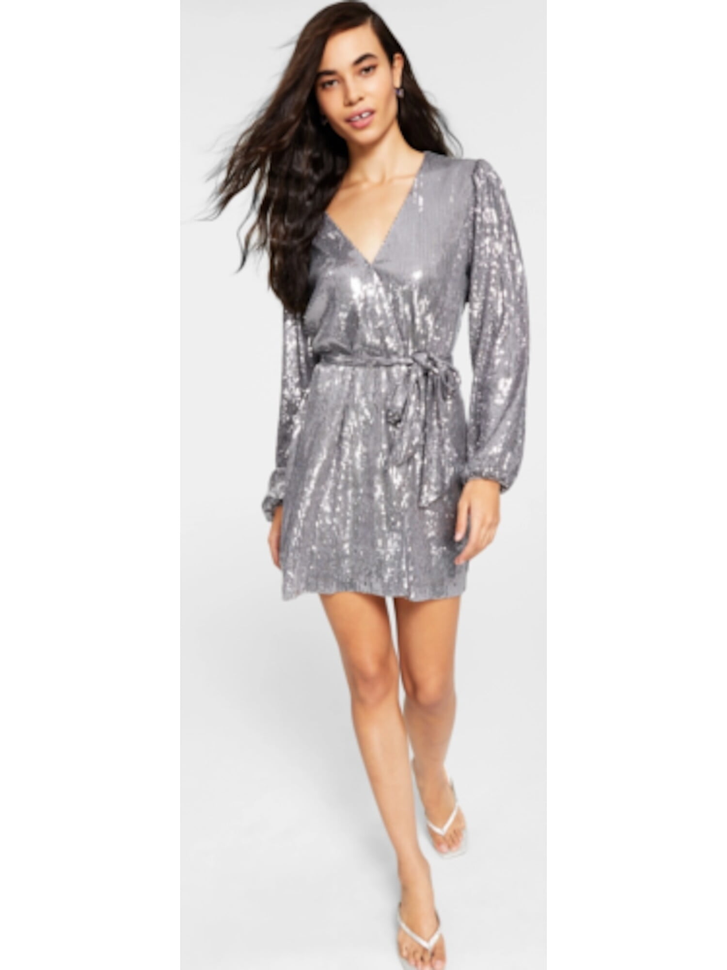 silver balloon sleeve dress Pretty Lavish Curve embellished balloon sleeve mini dress in silver