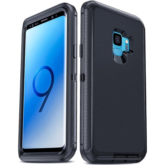 LEYI Compatible for Samsung Galaxy S9 Case, Samsung S9 Case, 3 in 1 Full Body Shockproof Rubber Dustproof Defender Protection Protection Case Samsung Galaxy S9 Cover, Black