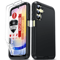 thumbnail image 1 of LEYI for Galaxy A25 5G Case, Samsung A 25 Case with [2 Pack] Tempered Glass Screen Protectors, 3 in 1 Full Body Shockproof Rubber Dustproof Rugged Defender Protection Case for Galaxy A25 5G, Black, 1 of 7