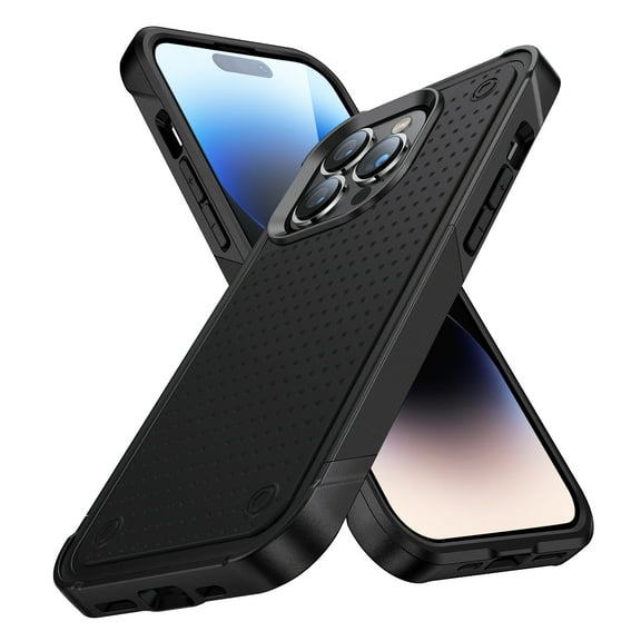 LEYI for Case iPhone 15 Pro, [Military Grade Drop Tested] Non-Slip Textured Grip Bumper Military Drop Resistant for iPhone 15 pro Case-Black