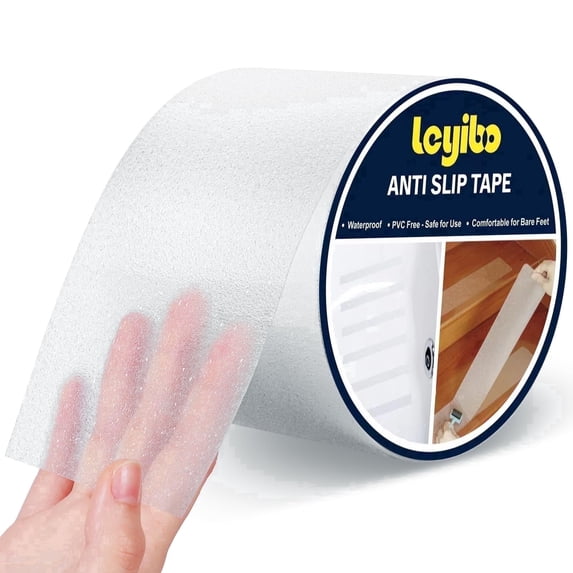 LEYIBO Clear Aluminum Waterproof Anti-Slip Tape | 80 Grit Safety Tape Indoor/Outdoor (4" x 42')