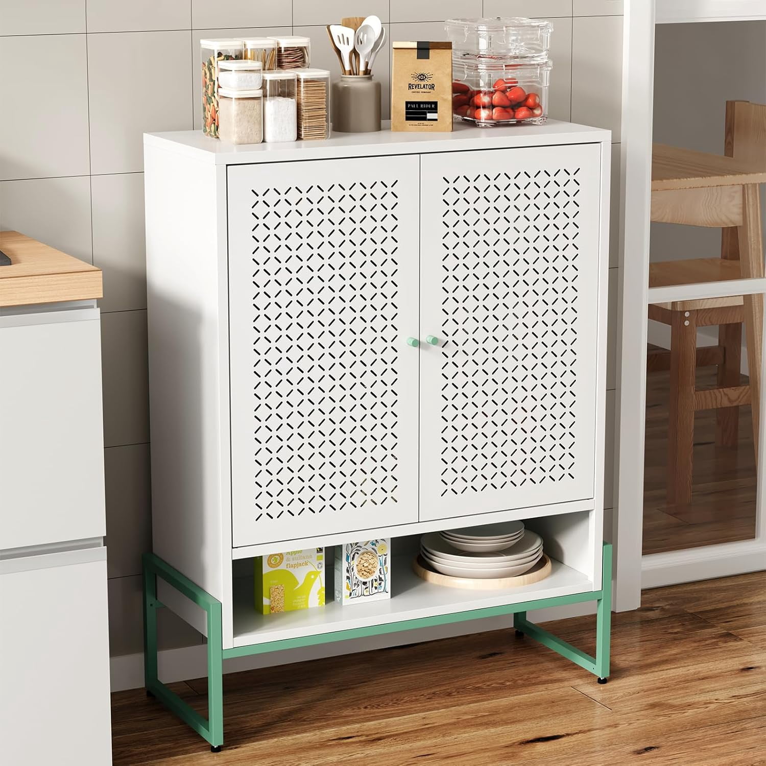 LEYNOT Metal Storage Cabinet-Buffets & Sideboards with 2 Doors, 42 ...