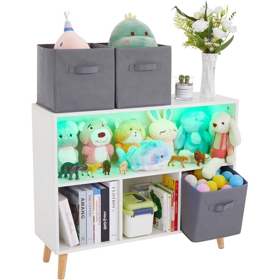 LEZASTAR Kids Toy Storage Shelf Unit, Gray