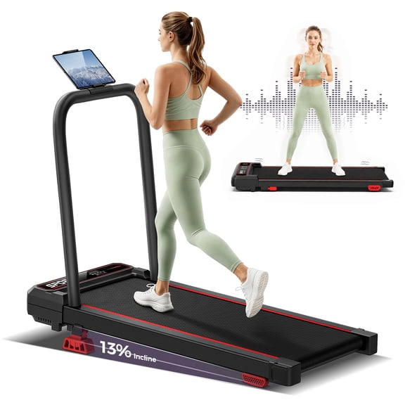 LEZEE Walking Vibration Pad with 13% Incline,5 in 1 Walking Pad with Handle Bar,3.0HP Under Desk Treadmills for Home/Office/Gym, 265LBS Capacity