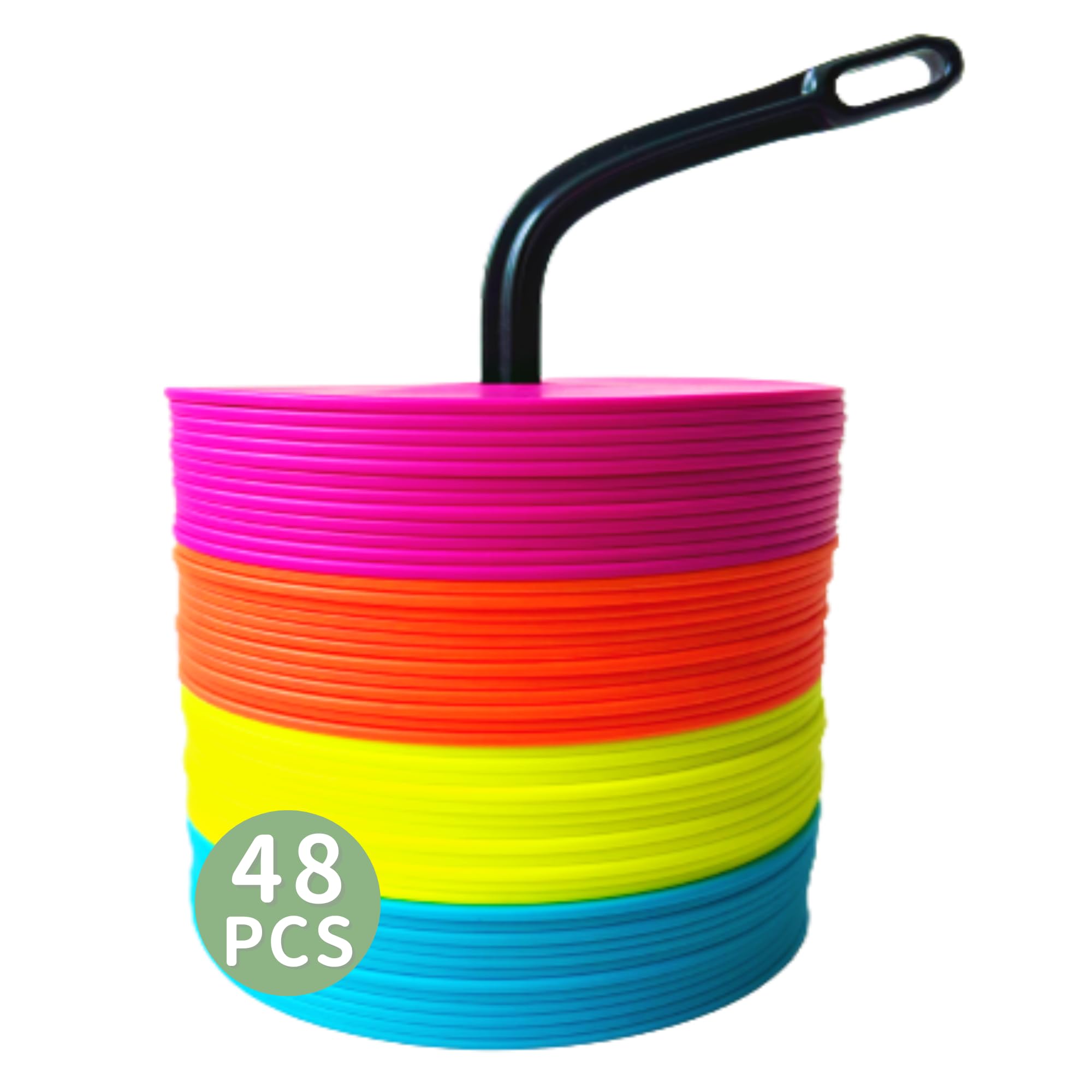 Japard 48-Pack 6-Inch Flat Disc Cones - Multi-Color Sport Markers For Soccer, Agility, Training