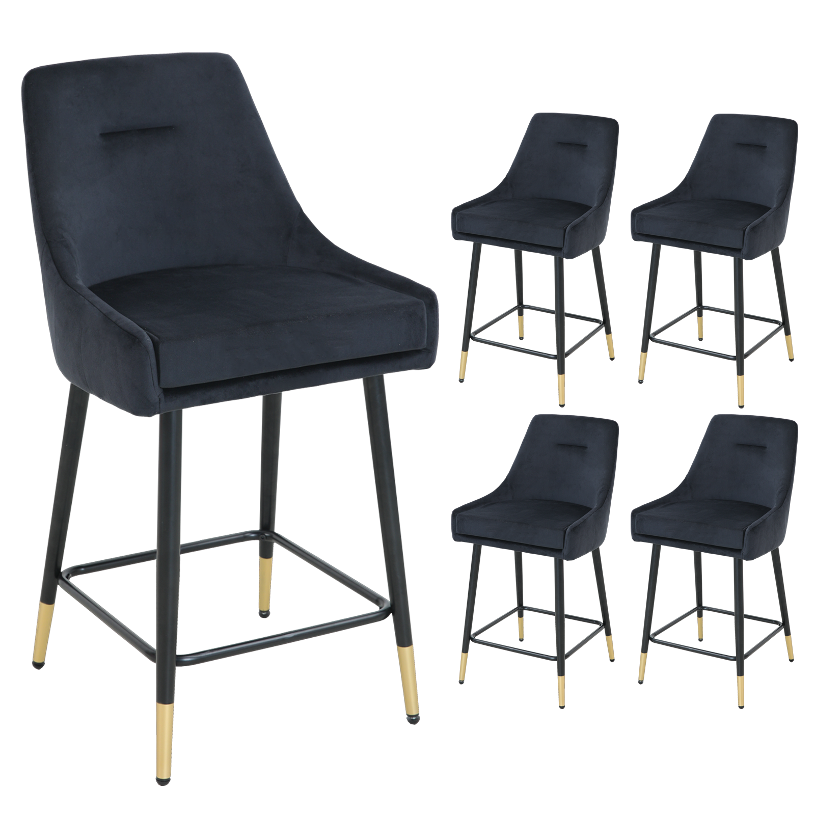 Meridian Furniture Viviene 25.5"H Velvet Counter Stool in Black (Set of