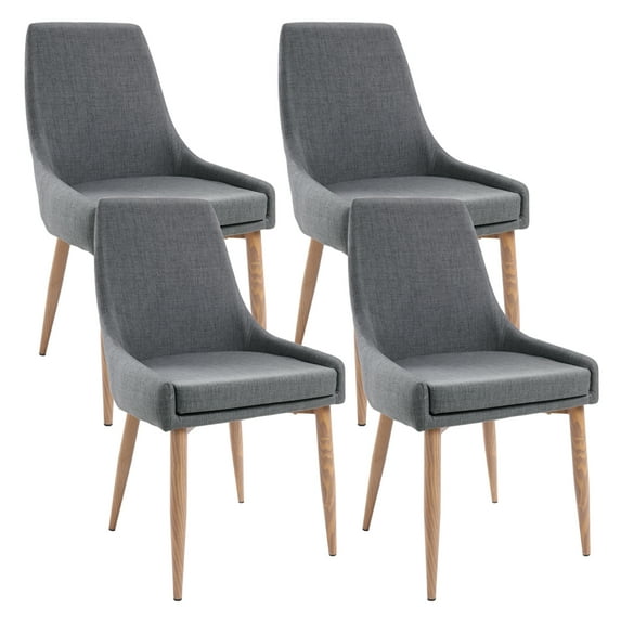 LEZIOA Dining Chair Set of 4 Kitchen Chair, with High Back and Metal Leg (Floor Protector), Upholstered Modern, Dark Gray (4pcs)