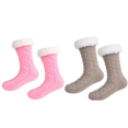 thumbnail image 1 of LEZMORE 2 Pack Slipper Socks for Women Cozy Fuzzy Stocking Socks ,Knit Womens Thick Knit Sherpa Fleece Slipper Socks Grippers, 1 of 11