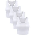 thumbnail image 1 of LEZMORE 4 Pieces Women'S Basic Crop Tank Tops Sleeveless Racerback Crop Gym Clothes Sports Top US 4-12, 1 of 12