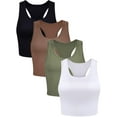 thumbnail image 1 of LEZMORE 4 Pieces Women'S Basic Crop Tank Tops Sleeveless Racerback Crop Gym Clothes Sports Top US 4-12, 1 of 14