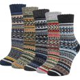 thumbnail image 1 of LEZMORE 5 Pairs Women's Wool Socks Gift Winter Warm Thickened Knit Comfortable Cozy Crew Socks, Womens Vintage Socks, 6-10, 1 of 9