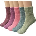 thumbnail image 1 of LEZMORE 5 Pairs Womens Wool Socks Thick Knit Vintage Winter Warm Cozy Crew Socks Gifts, 1 of 21