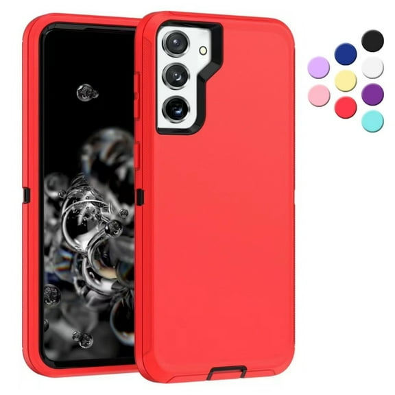 LEZMORE Designed for Samsung Galaxy S21 Heavy Duty Case, Triple Layer Protection Shockproof Dropproof Dustproof Anti-Scratch Phone Case Cover,Red