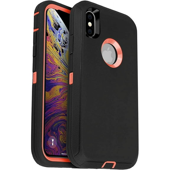 LEZMORE Rugged Case for iPhone X/XS Shockproof Dustproof Durable Cover, Orange