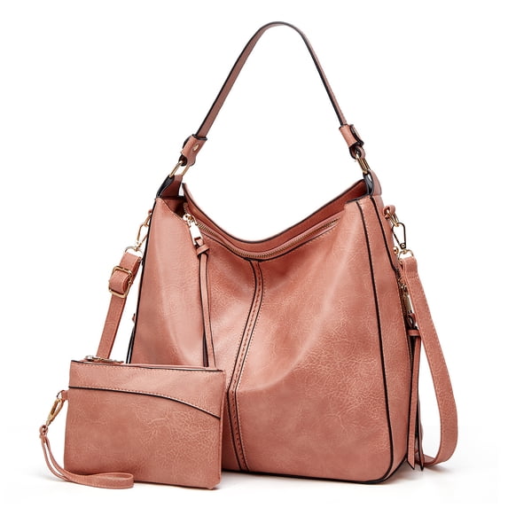 LEZMORE Satchel Purses and Handbags for Women Shoulder Tote Bags Wallets Old Pink 2pcs