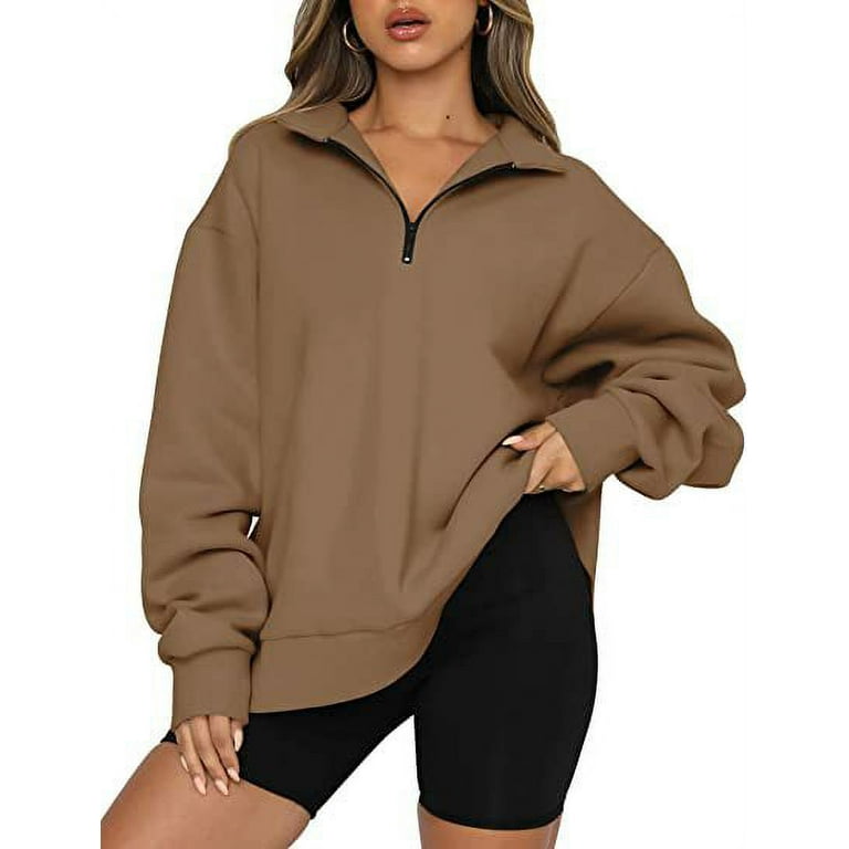 LEZMORE Sweatshirt for Women Oversized Half Zip Pullover Long