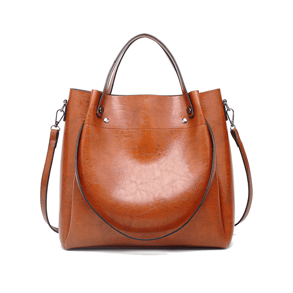 LEZMORE Women Leather Handbag Shoulder Crossbody Bag Tote Satchel Handbag for Christmas Gifts, Brown