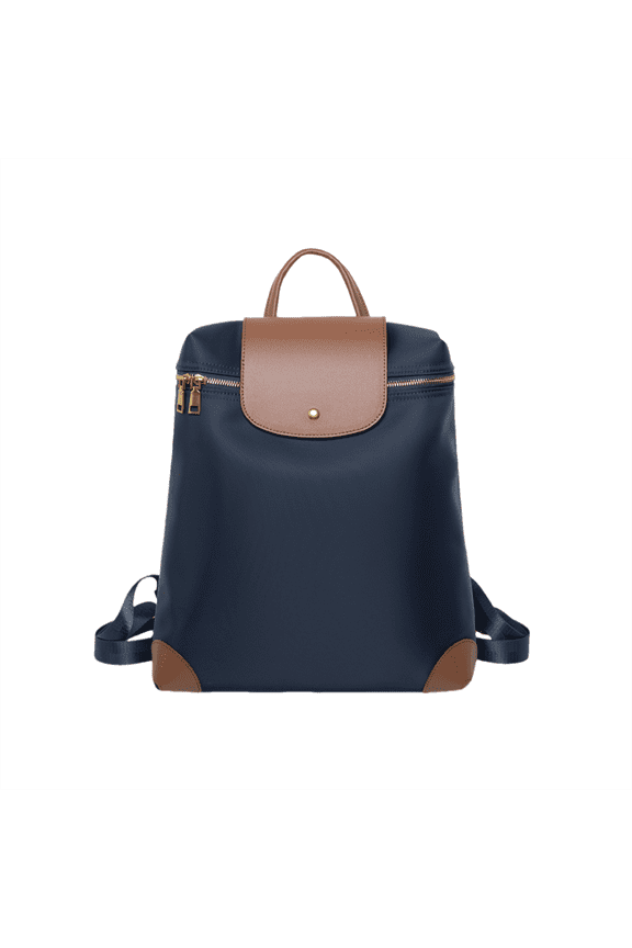 Women'S Bag Nylon Waterproof Backpack Folding Casual Travel Bag Schoolbag Shoulder Bag Handbag, Medium, Navy Blue