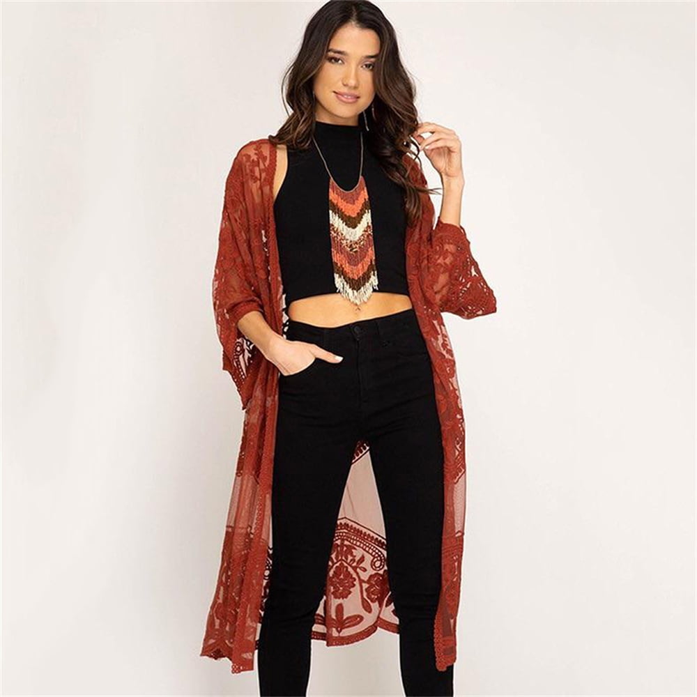 Mesh top lace cardigan