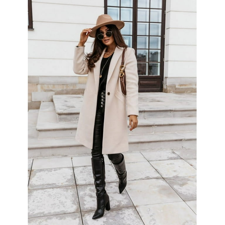 Fashion lapel collar plain slim coat hot sale