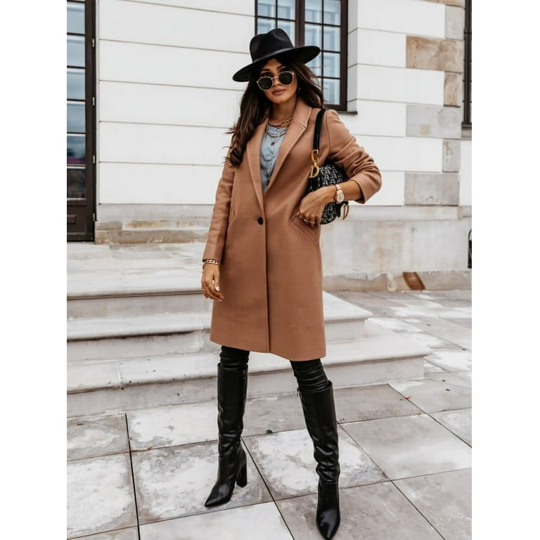 Fashion lapel collar plain slim coat hotsell