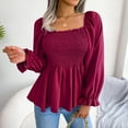 thumbnail image 1 of LEZMORE Womens Blouses Long Sleeve Shirts Square Neck Tops for Women Claret XL, 1 of 9